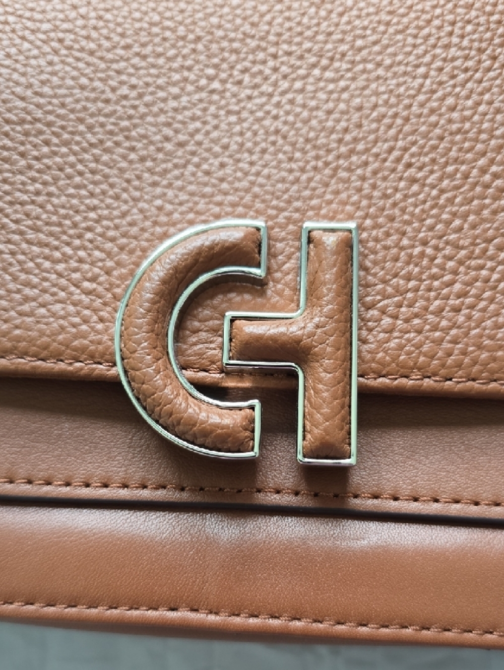 Cole Haan Tan Leather Crossbody with Gold Logo Hardware - Picture 10 of 10